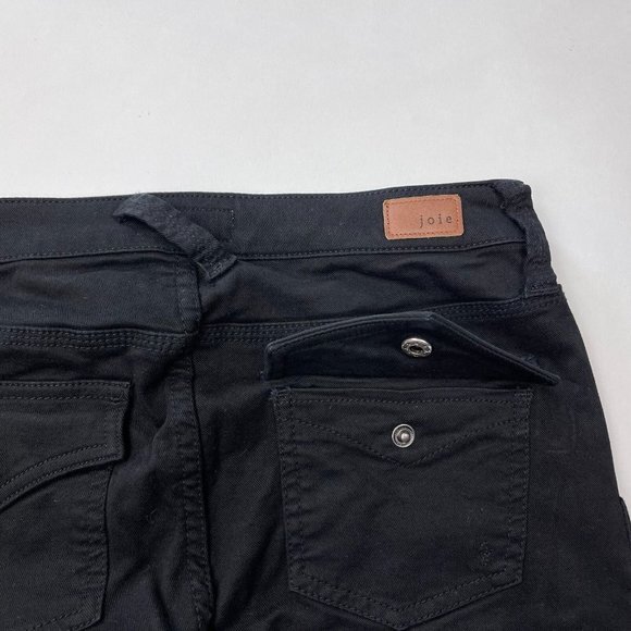 Joie Park Skinny Crop Pants Pockets Stretch Cotton Ankle Zipper Black Women 26 - Picture 11 of 13